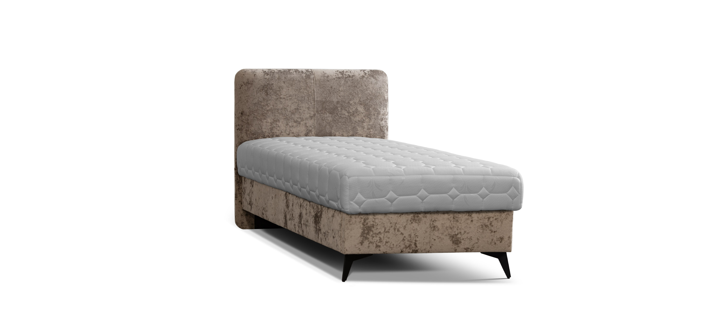 Кровать со встроенным матрасом Омега 90 Plush - latte (микровелюр) — Гротеск