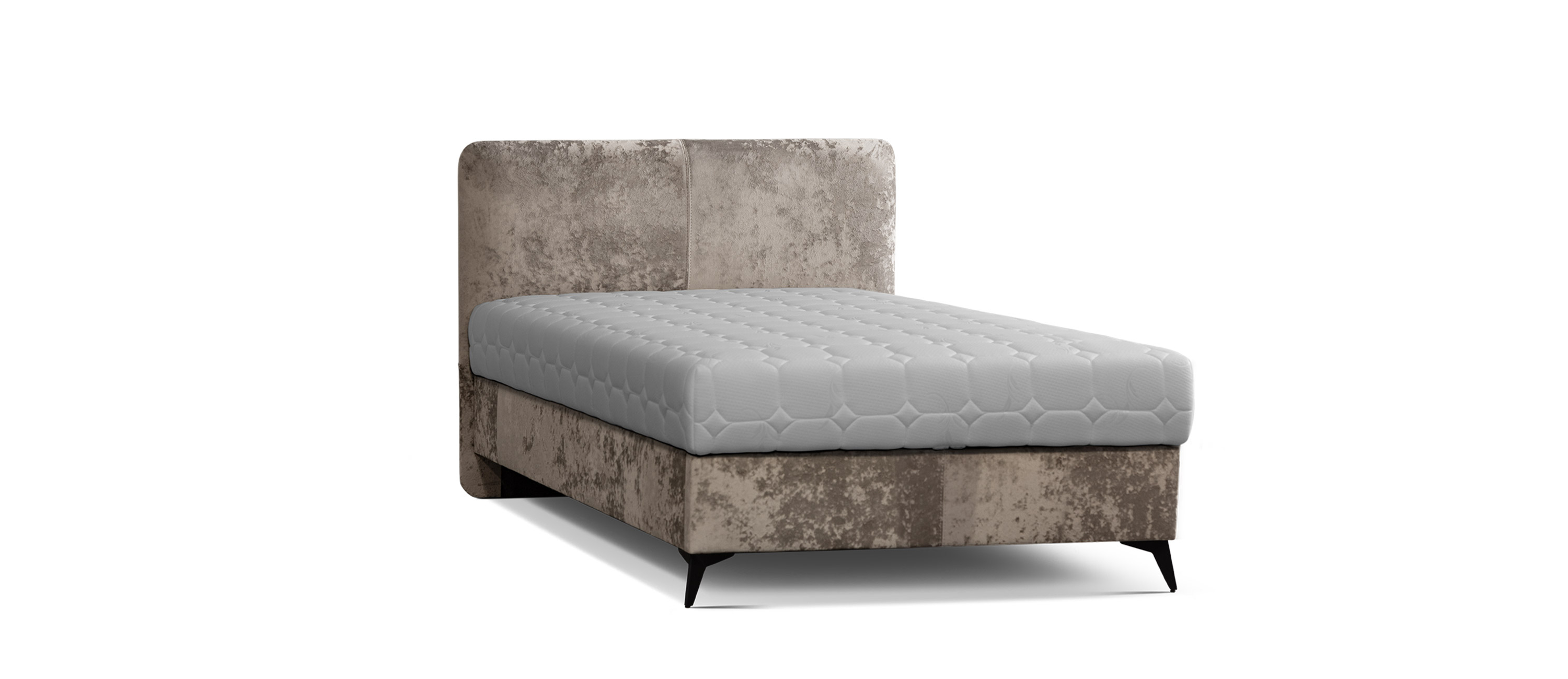 Кровать со встроенным матрасом Омега 120 Plush - latte (микровелюр) — Гротеск