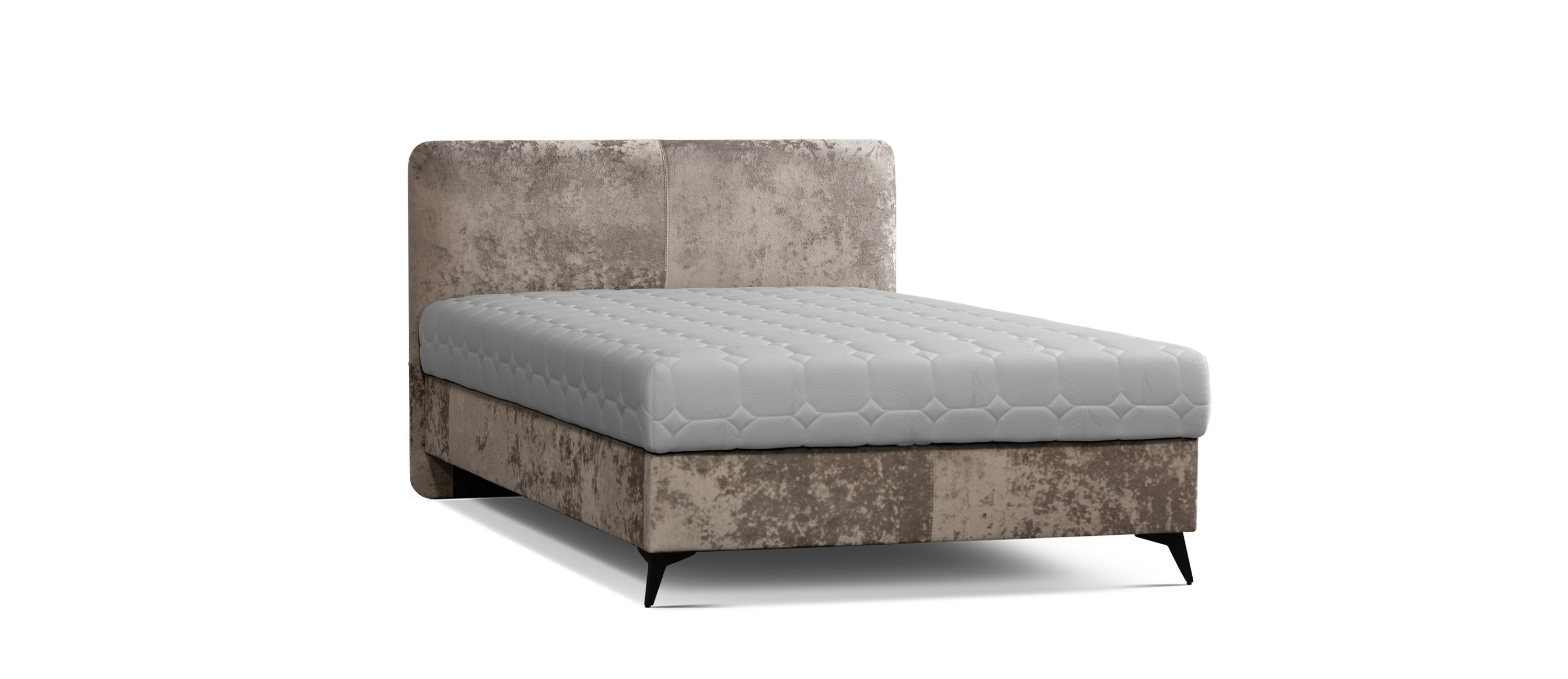 Кровать со встроенным матрасом Омега 140 Plush - latte (микровелюр) — Гротеск